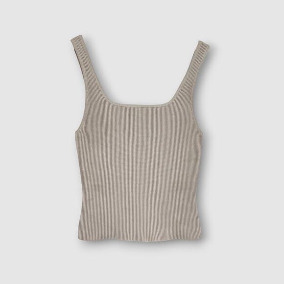 Babaton Tops - Babaton Ribbed Knit Tank Top Taupe Scoop Neck Sleeveless Medium